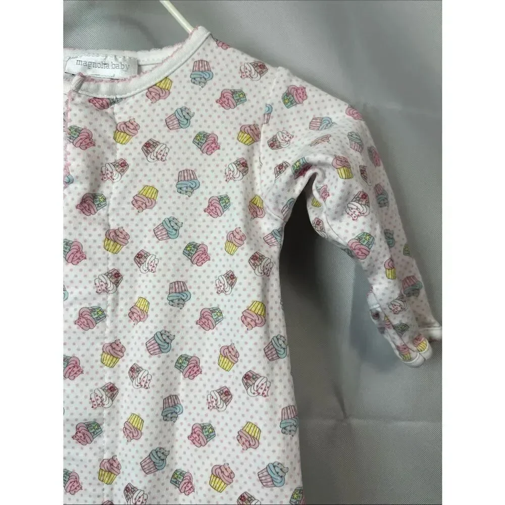 Magnolia Baby cupcake Printed footie Pima cotton size 3 months